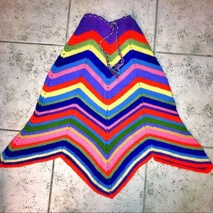Vintage hand crocheted rainbow crochet maxi skirt
